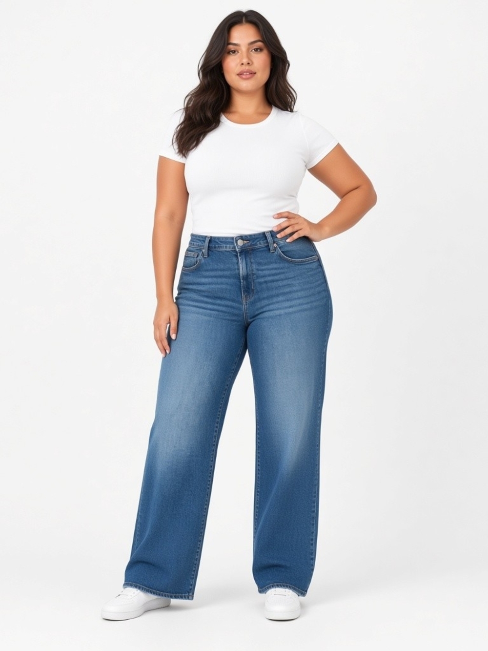Hudson "Rosalie"Jeans Straight Leg High-Rise Jeans in Blue Wash